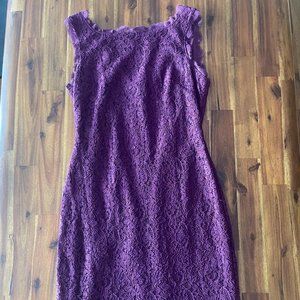 Plum sheath lace dress